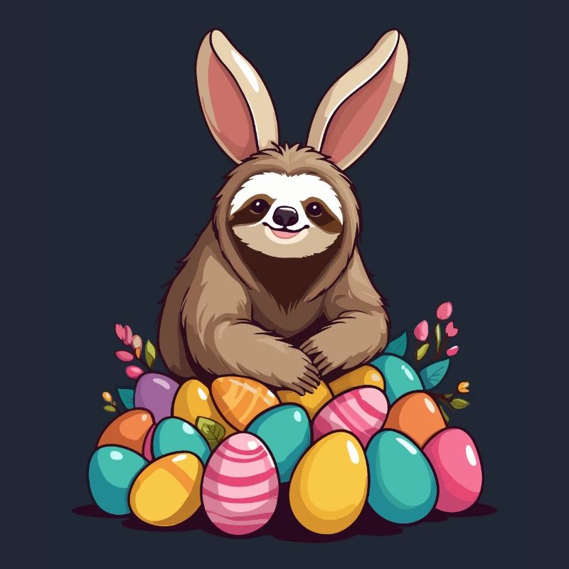 Funny Sloth Easter Bunny Iconic Easter
