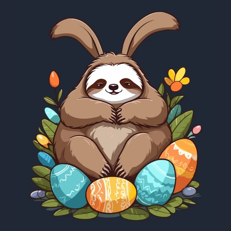 Funny Sloth Easter Bunny Cute Easter Sloth