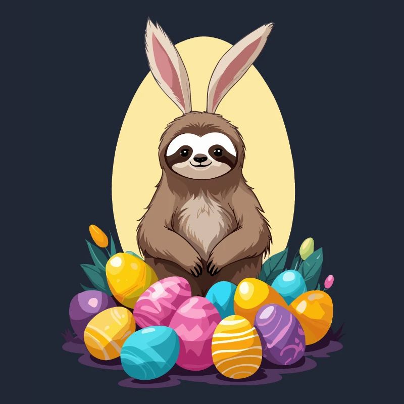 Funny Sloth Easter Bunny Iconic Easter