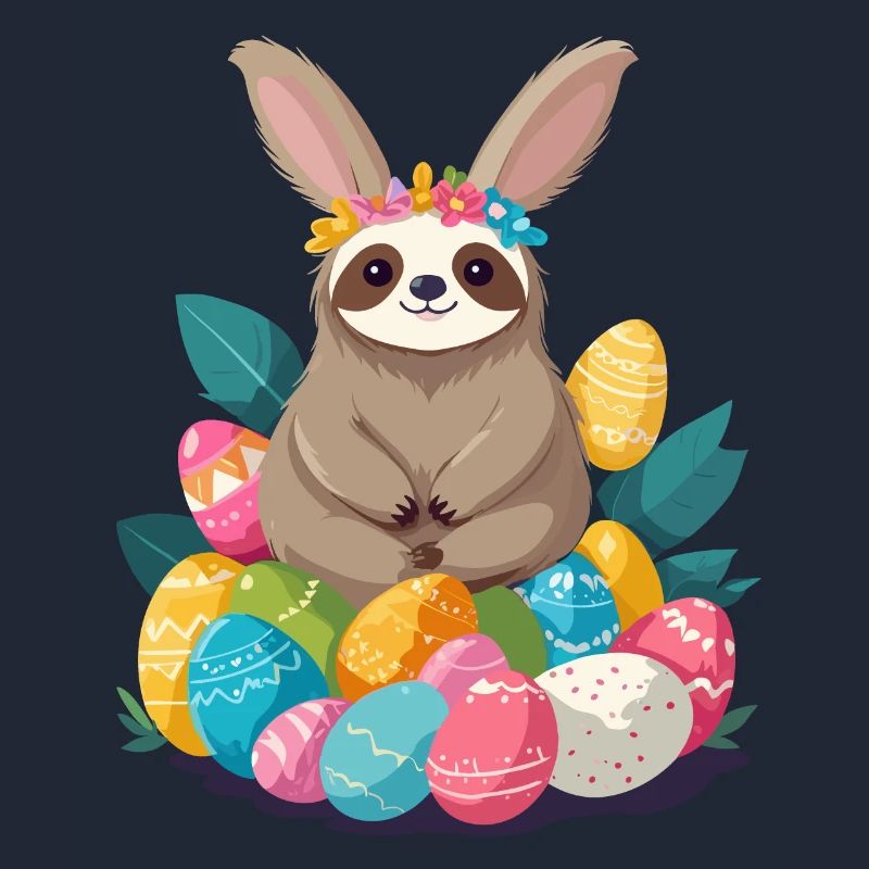 Funny Sloth Easter Bunny Iconic Easter