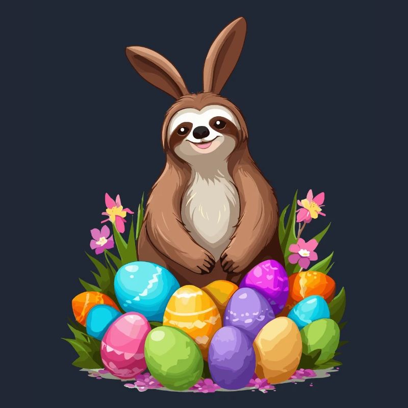 Funny Sloth Easter Bunny Cute Easter Design