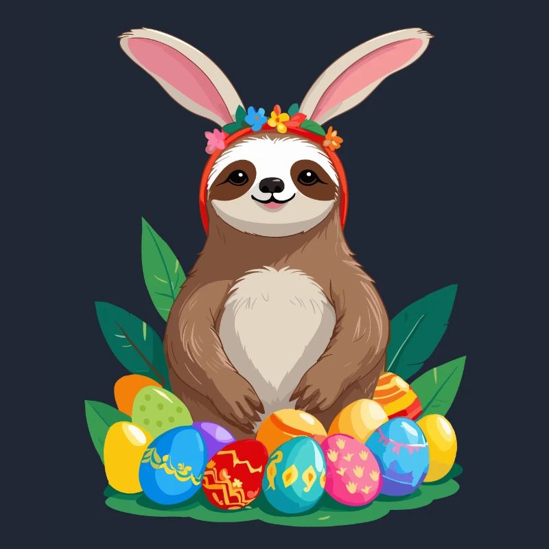 Funny Sloth Easter Bunny Iconic Easter
