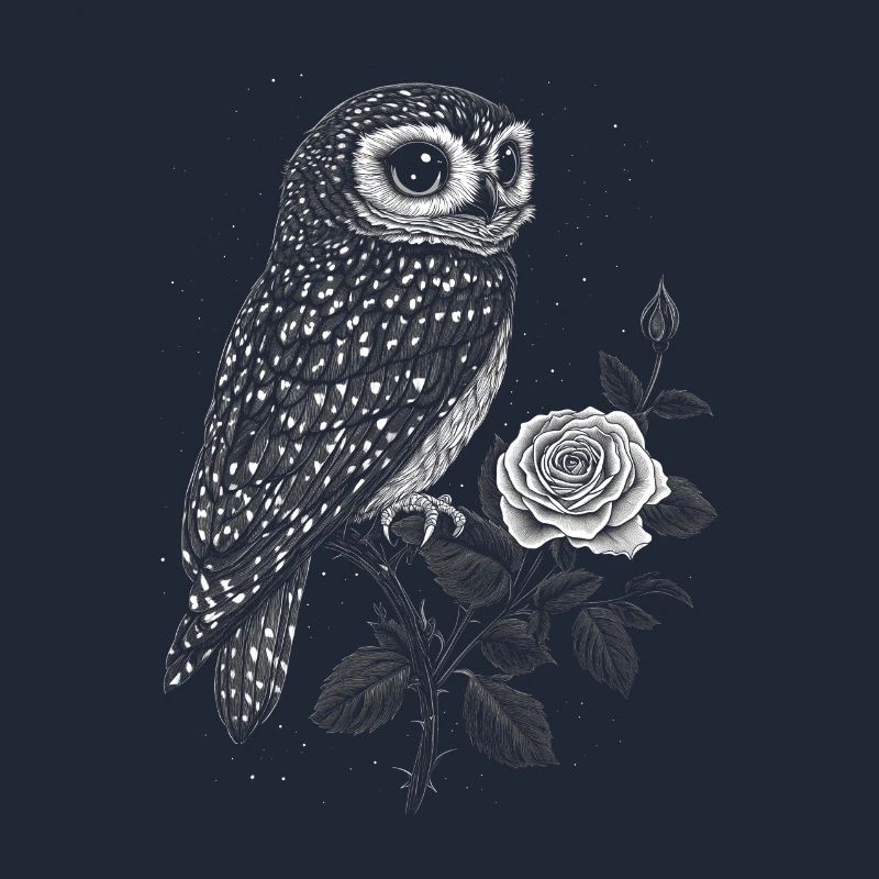 Eule Vogel Blumen Ästhetik Nachteule Rose Geschenk