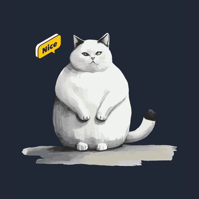 mignon chat blanc gras avec bulle de dialogue