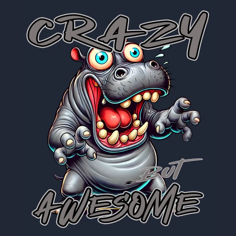 Crazy but Awesome Hippo Comic Style