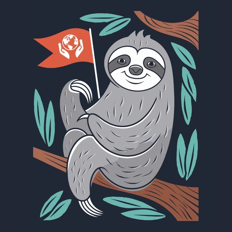 Environmentalist sloth with earth flag