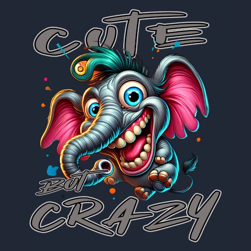 Cute but Crazy Elefant Comic Stil