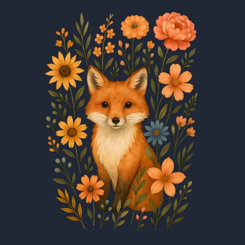 Fuchs mit Blumen Cottagecore