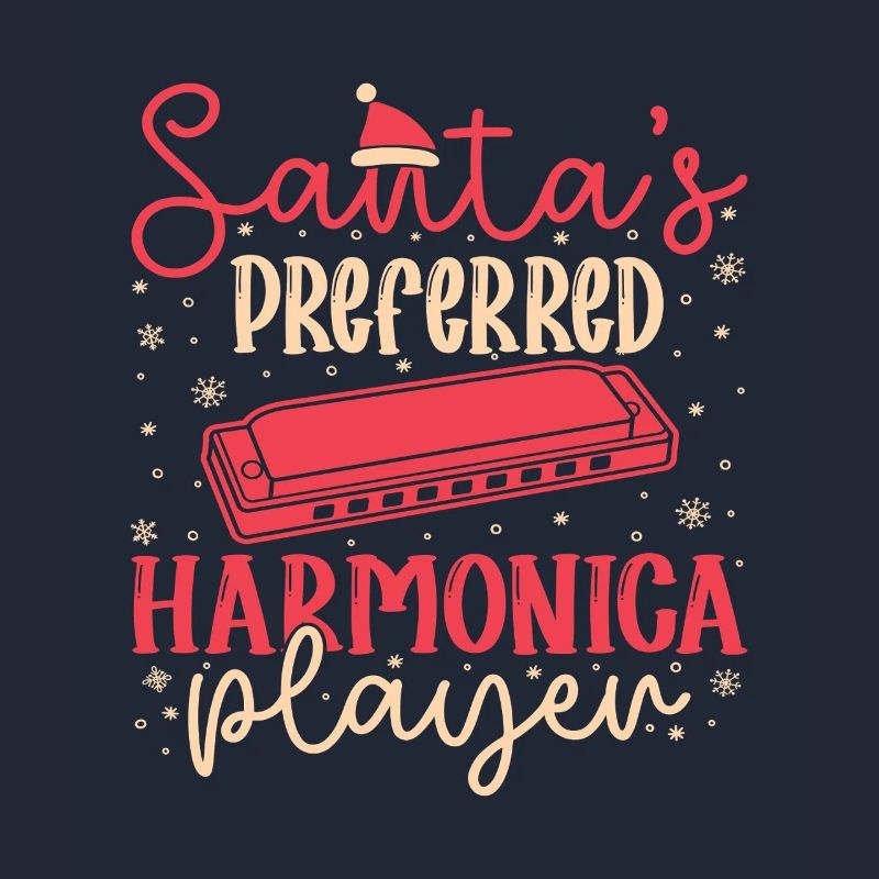 Funny Harmonica Player Santa´s Preferred Harmonica
