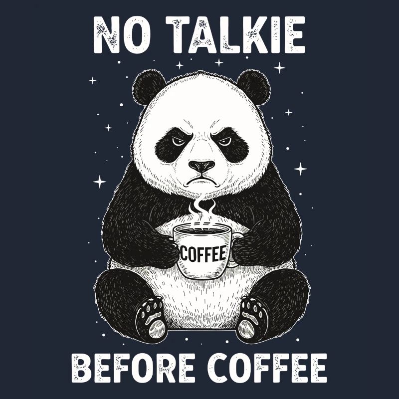 Pas de conversation devant un panda amateur de café