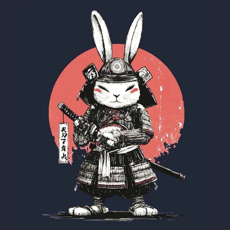 Samurai Rabbit in Armor with Katana