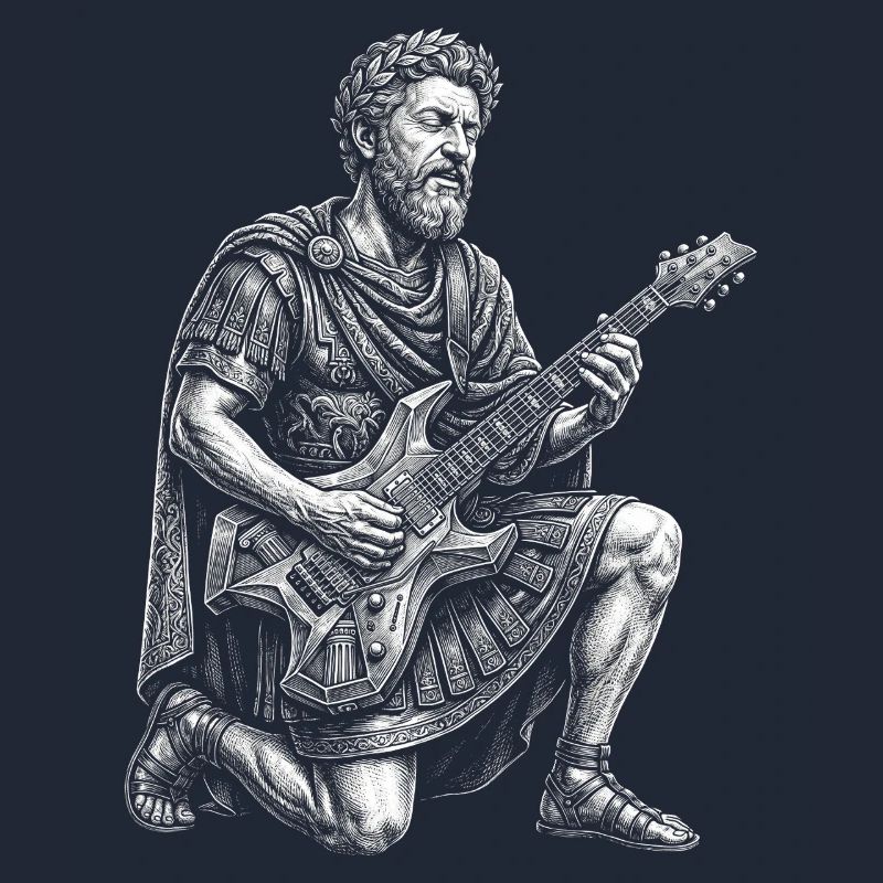 Marcus Aurelius plays guitar