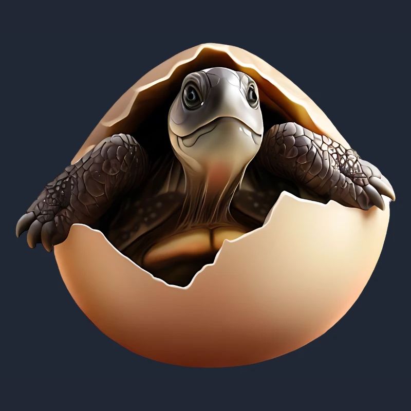 Turtle hatches from the egg