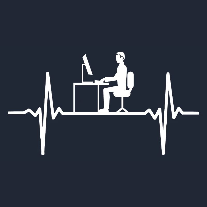 Computer Heartbeat Gamer Programmer Coder Office