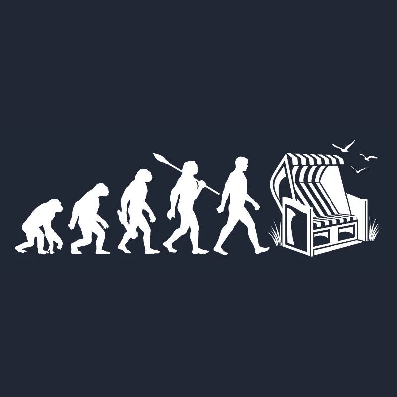 Evolution - Strandkorb - Urlaub - Meer - Möwen