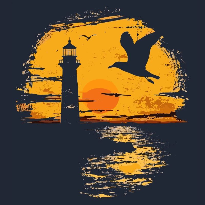 Mouette Oiseau De Mer Phare Coucher De Soleil