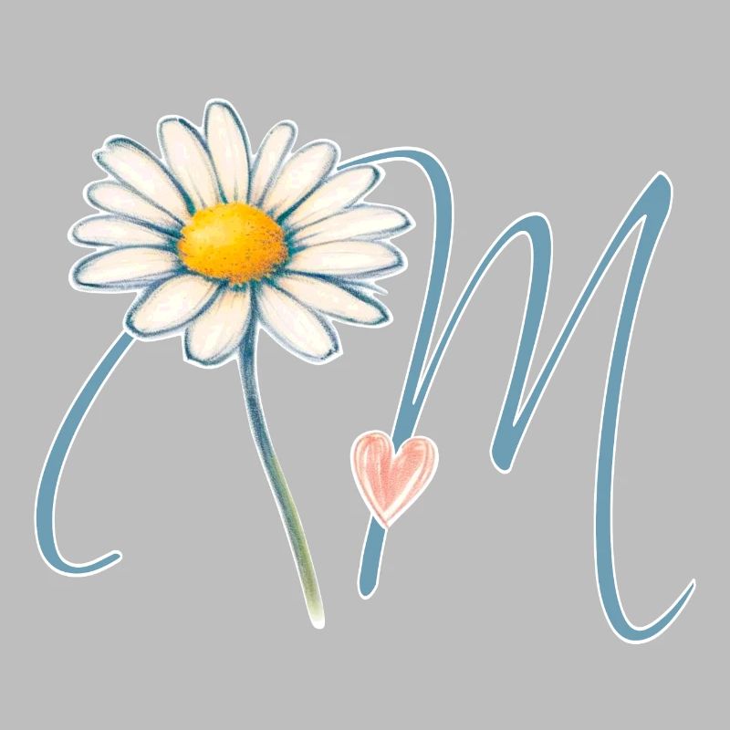 Buchstabe M Gänseblümchen Herz