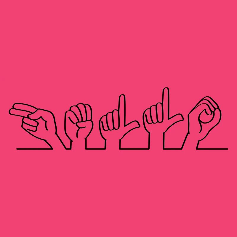 Sign slogan hello sign language. Deaf language.