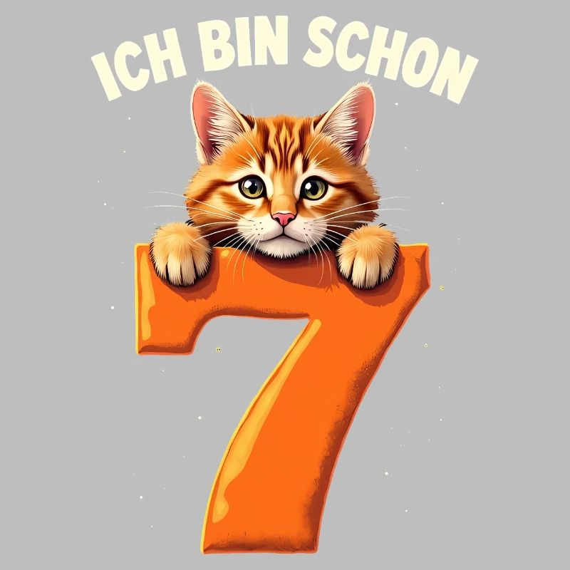 7. Geburtstag Mädchen Junge Katze Ich Bin Schon