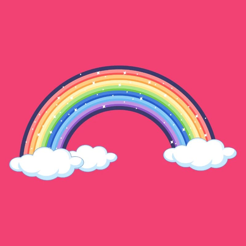 Lebendiger Regenbogen über den Wolken
