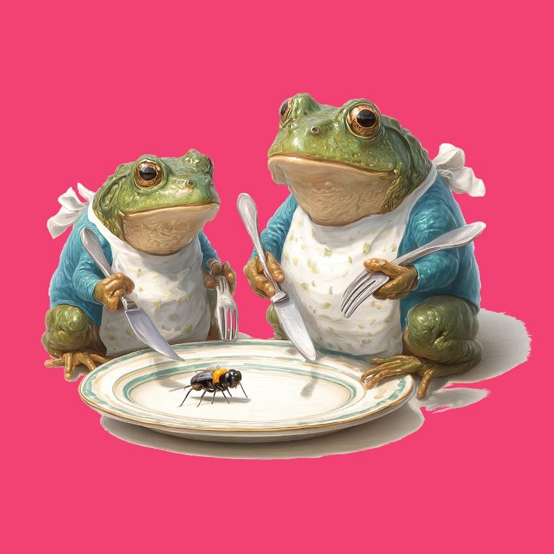 Frosch-Dinner: Fliege am Teller