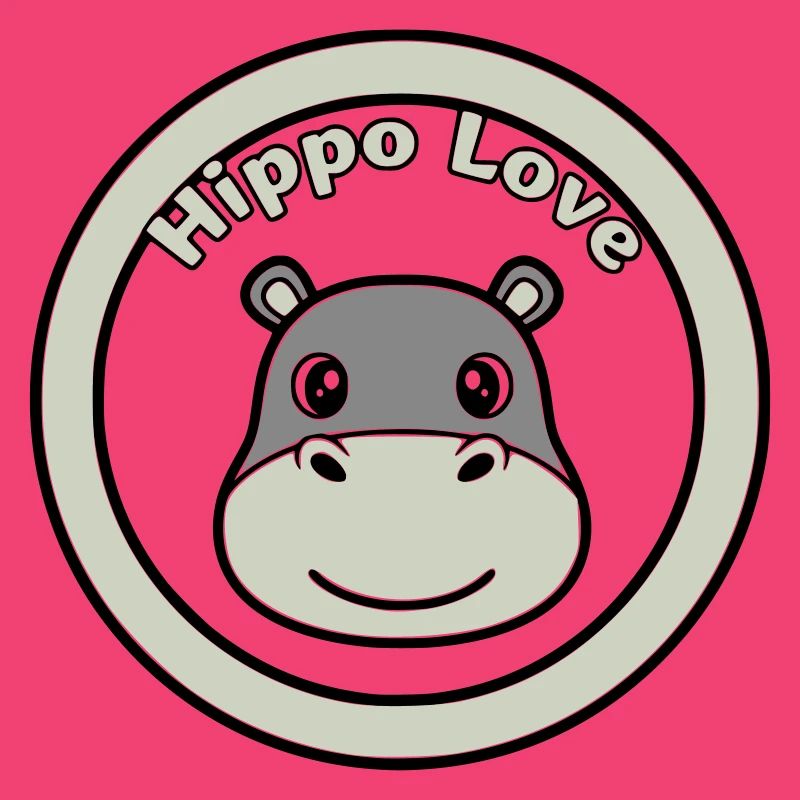 Hippo Love Nilpferd Logo Abzeichen