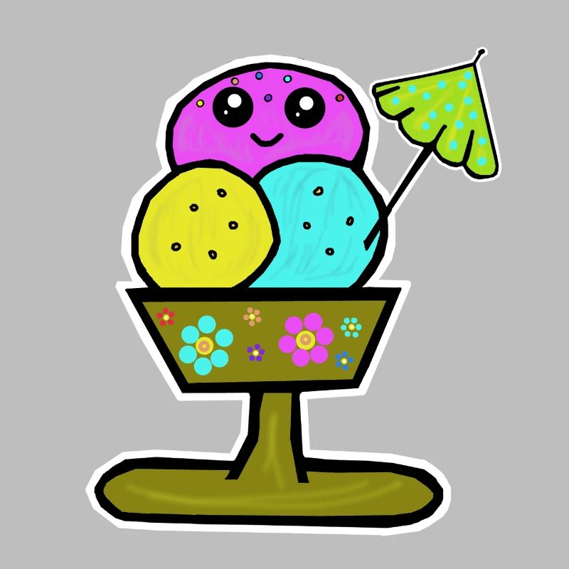 Glace colorée Sundae Glace Glace Glace