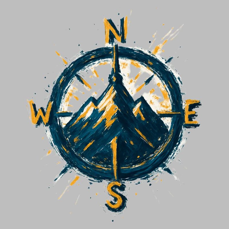 Compass on mountain background - skiing - hiker