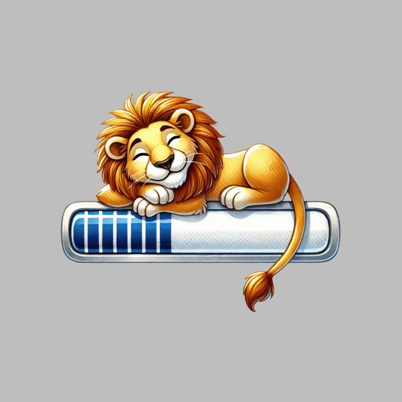 Cute Sleeping Lion on Loading Bar