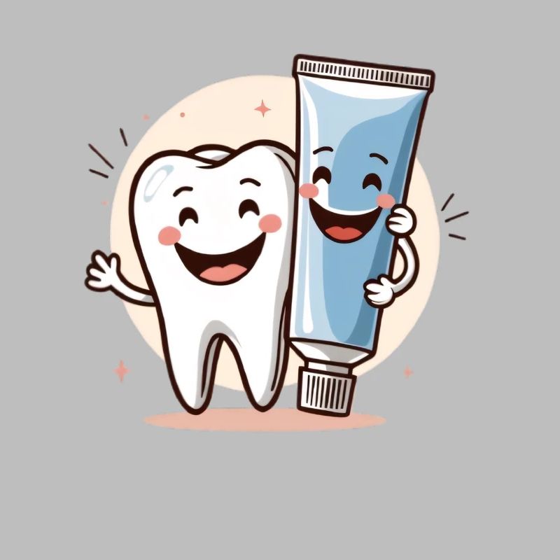 Smiling tooth with toothpaste