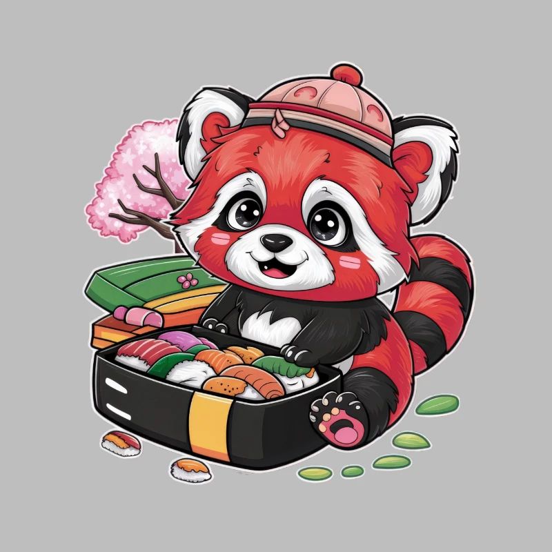 Panda Kawaii Rouge avec Boîte à Lunch