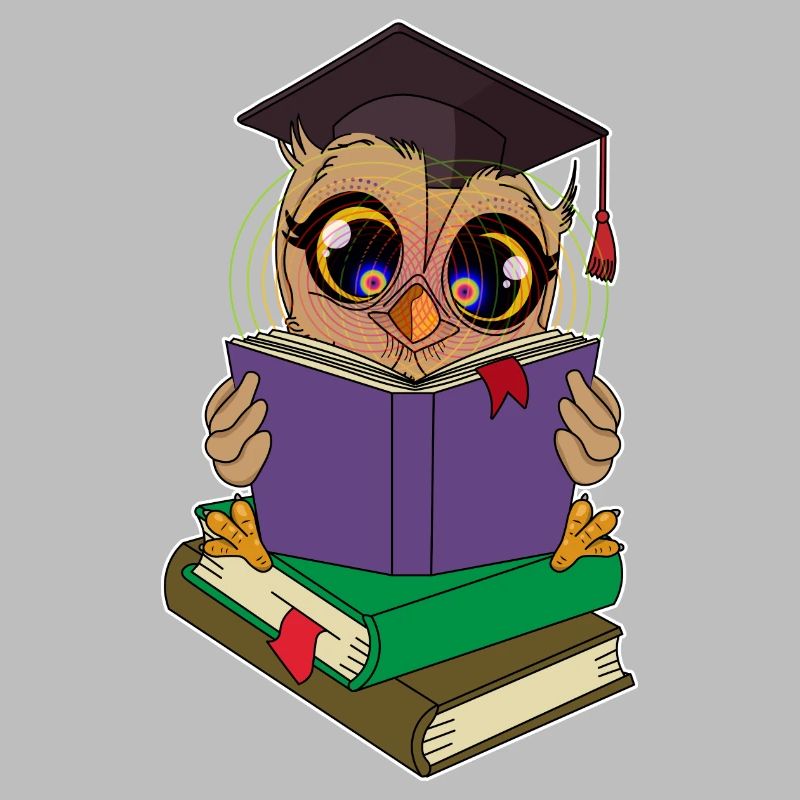 Lese Eule mit Büchern