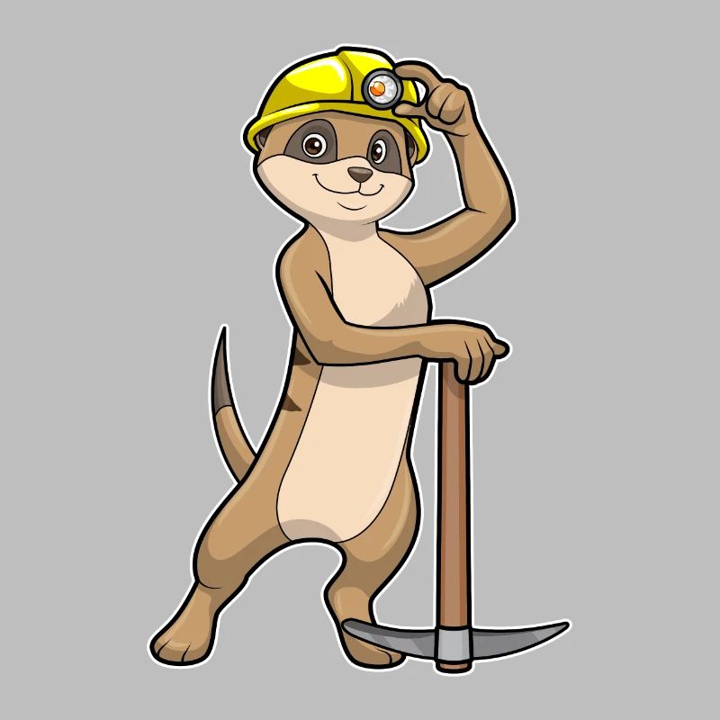Erdmännchen als Bergarbeiter mit Spitzhacke
