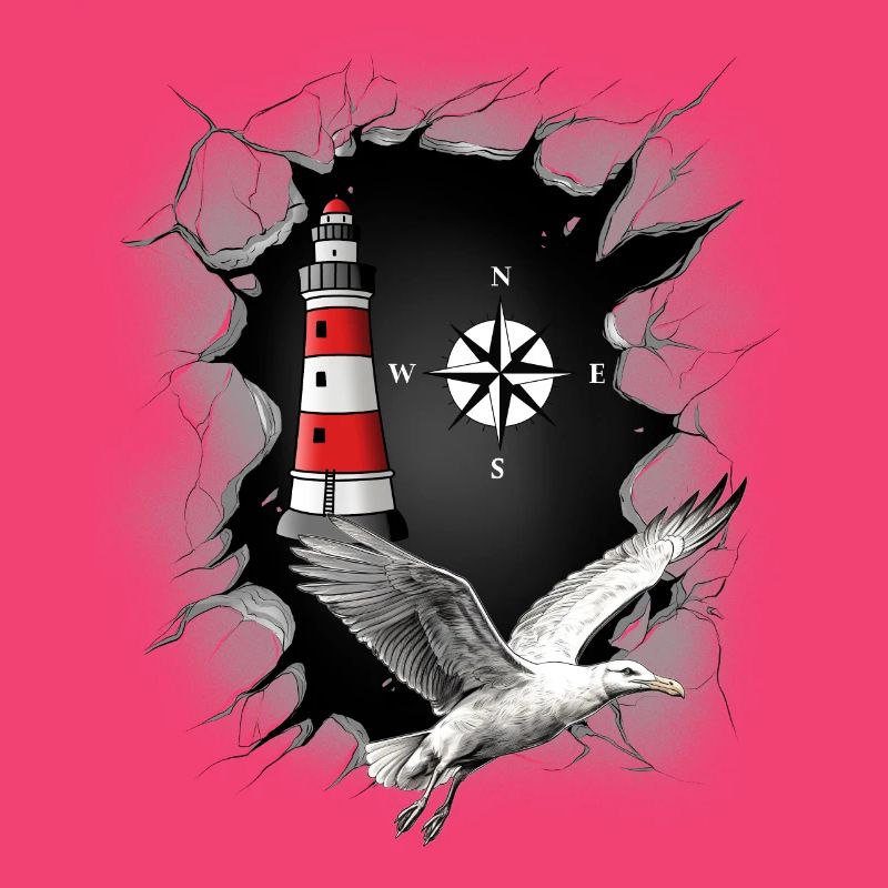Möwe Leuchtturm Kompass maritim