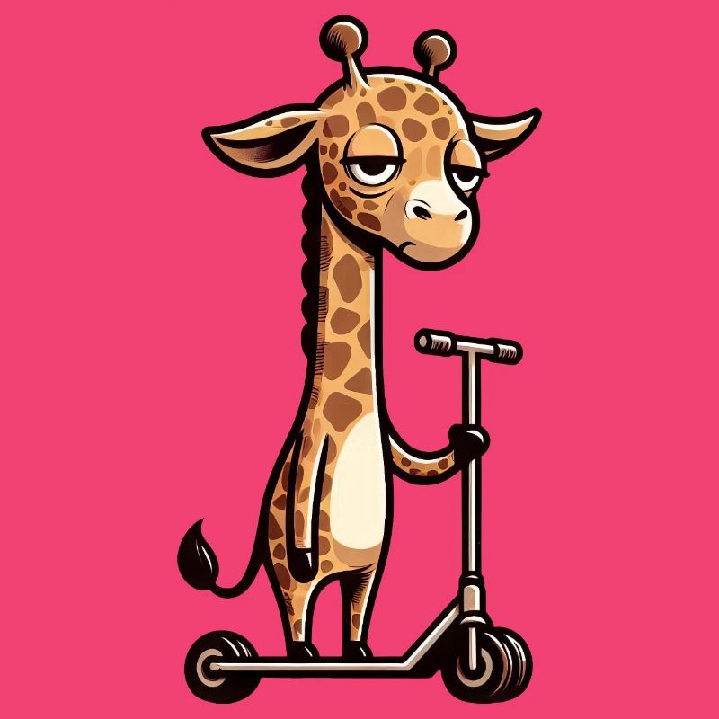 Grumpy Giraffe on Roller Comic Fun