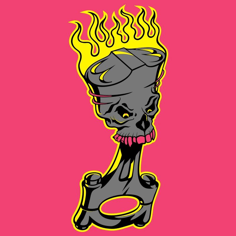 Piston - Piston brûlant avec crâne de mort