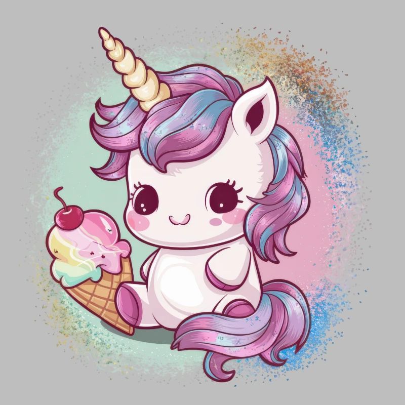 Kawaii Einhorn mit Eis