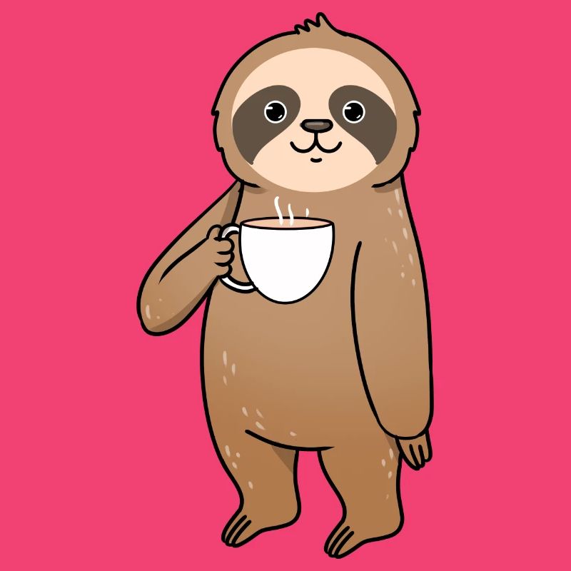 Sloth drinks coffee
