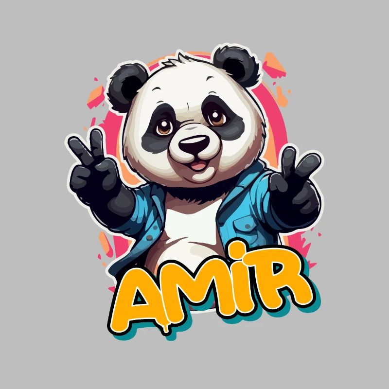 AMIR - Handsome Boy Name with Cool Panda