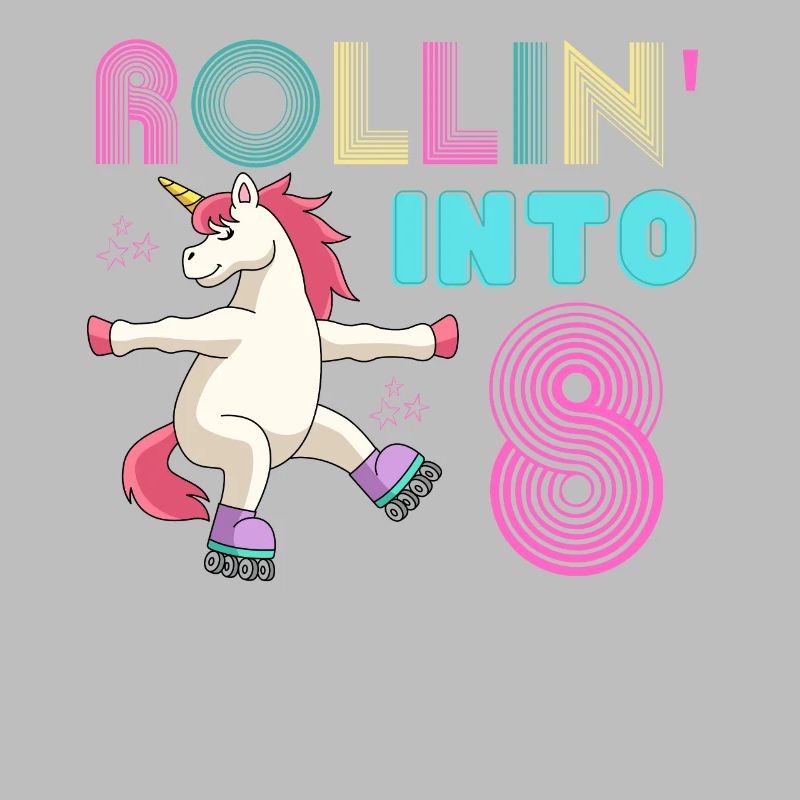 Rolling into 8 - roller scate unicorn