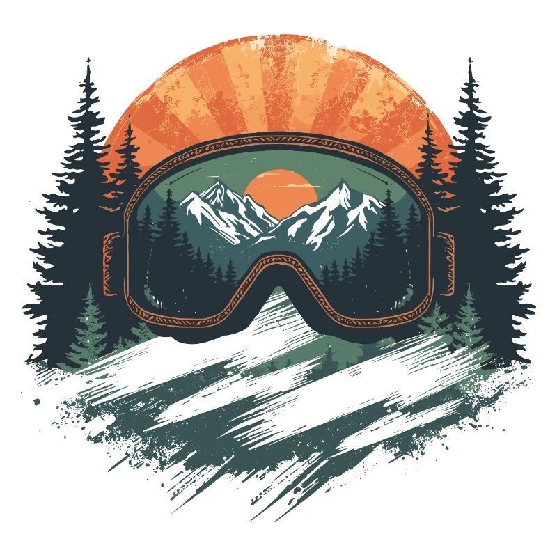 Ski goggles sunset