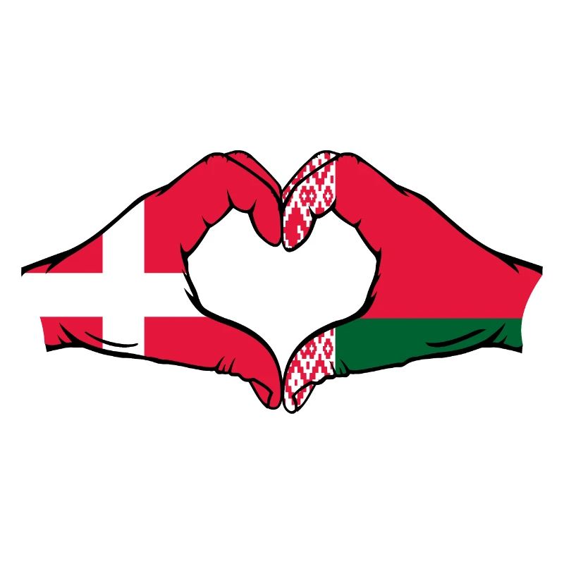 Danemark Biélorussie Drapeau Mains Coeur Forme