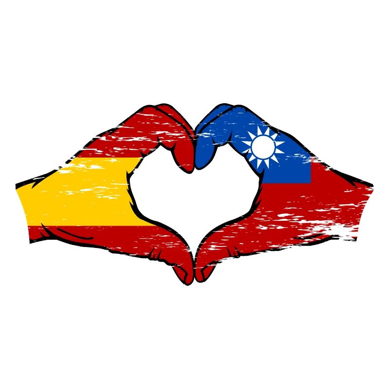 Espagne Taiwan Drapeau Mains Coeur Forme Utilisé