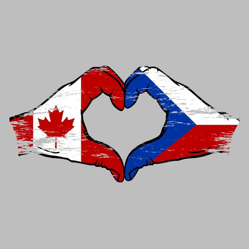 Canada République tchèque drapeau mains forme de coeur utilisé