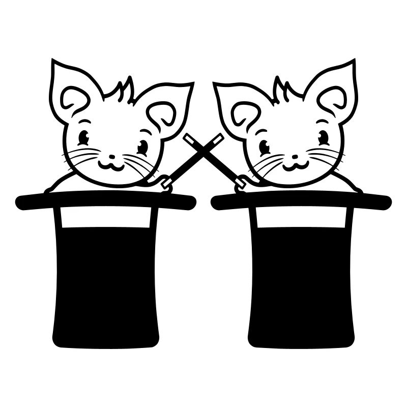 2 Magical Enchanted Top Hat Wizard Cats