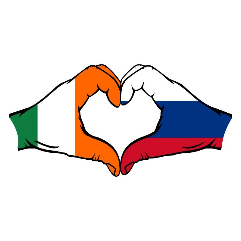 Irlande Russie Drapeau Aiguilles Forme De Coeur