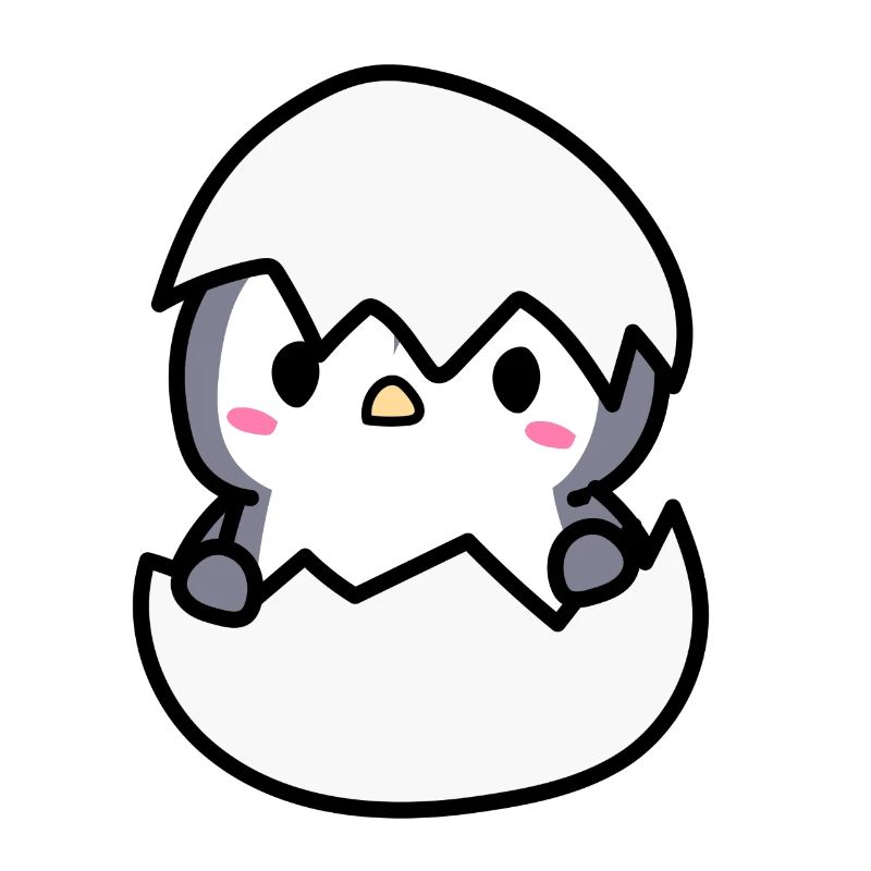 cute baby penguin in an eggshell idea