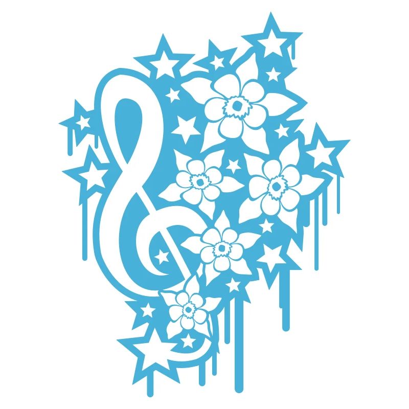 Music clef note graffiti drop flowers