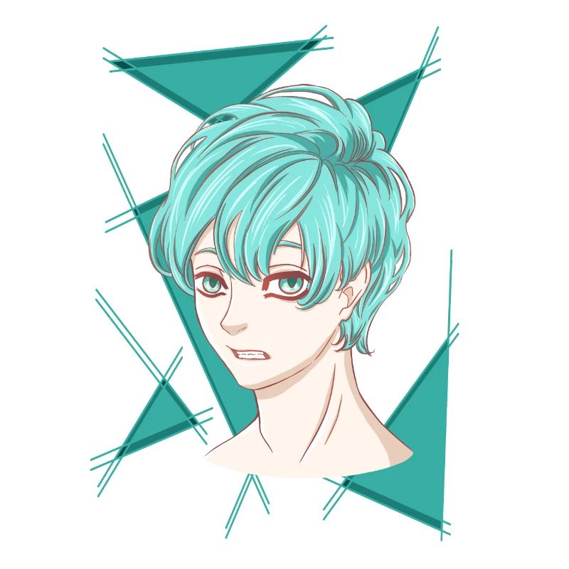 manga Boy Türkis cool mangastyle Anime Comic toon