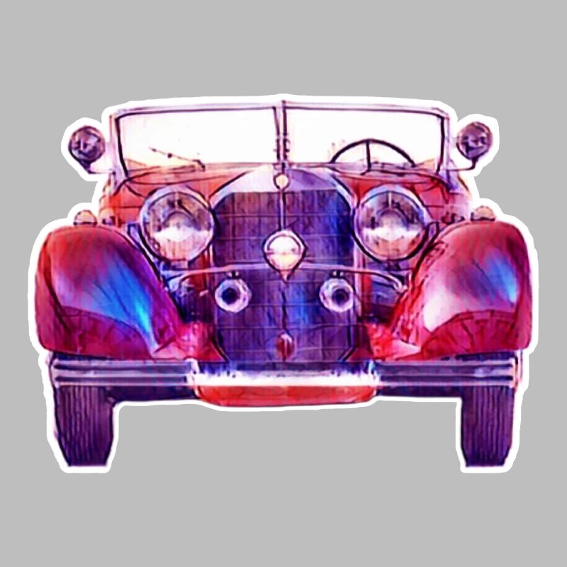 Rot-Blauer Klassischer Oldtimer